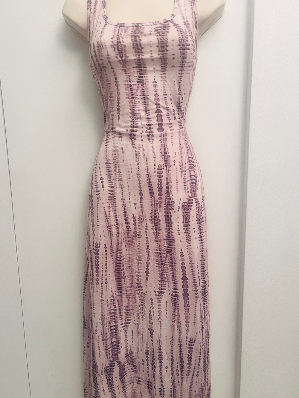 Boho festival purple cream low back straps crisscross maxi dress